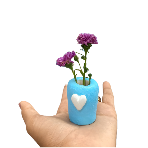 Handmade Mini Blue Heart Vase – Unique Flower Pot for Minimalist Decor